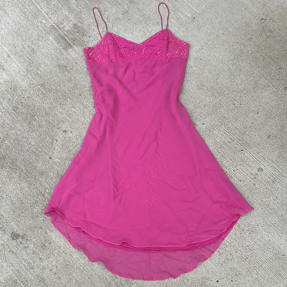 Vintage Banana Republic Pink beaded Midi Dress